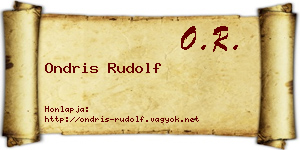 Ondris Rudolf névjegykártya